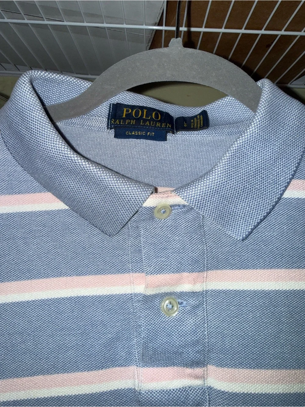 Ralph Lauren Light Blue and White Striped Polo Shirt